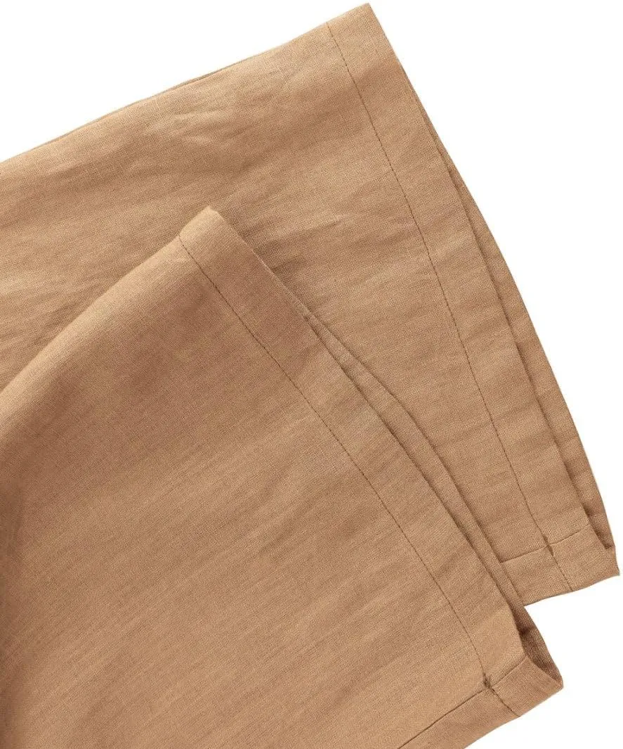 Amazhiyu Womens Pure Linen Summer Drawstring Flowy Wide Leg Pants with Pockets