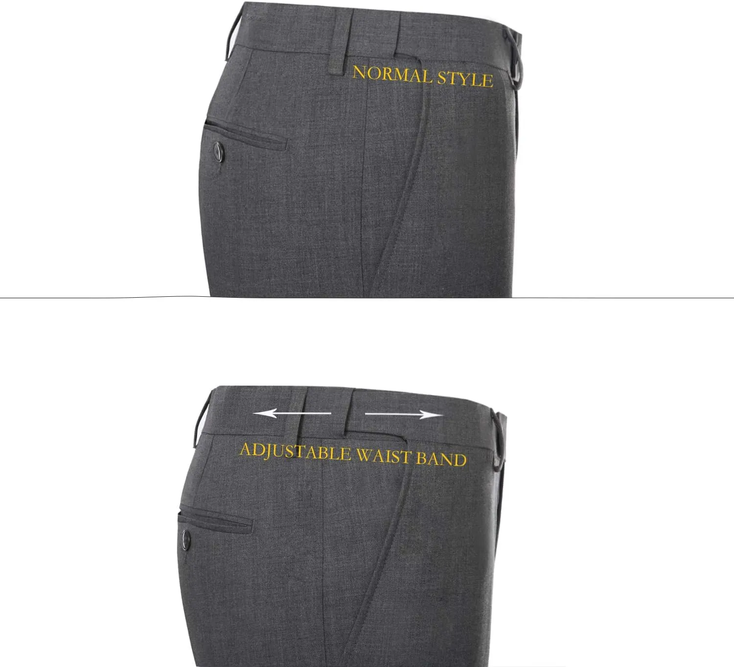 AMY ZHU Men's 3 Piece Suit Classic Fit Suit Set Blazer Suit Jacket Hidden Expandable Waist Pants