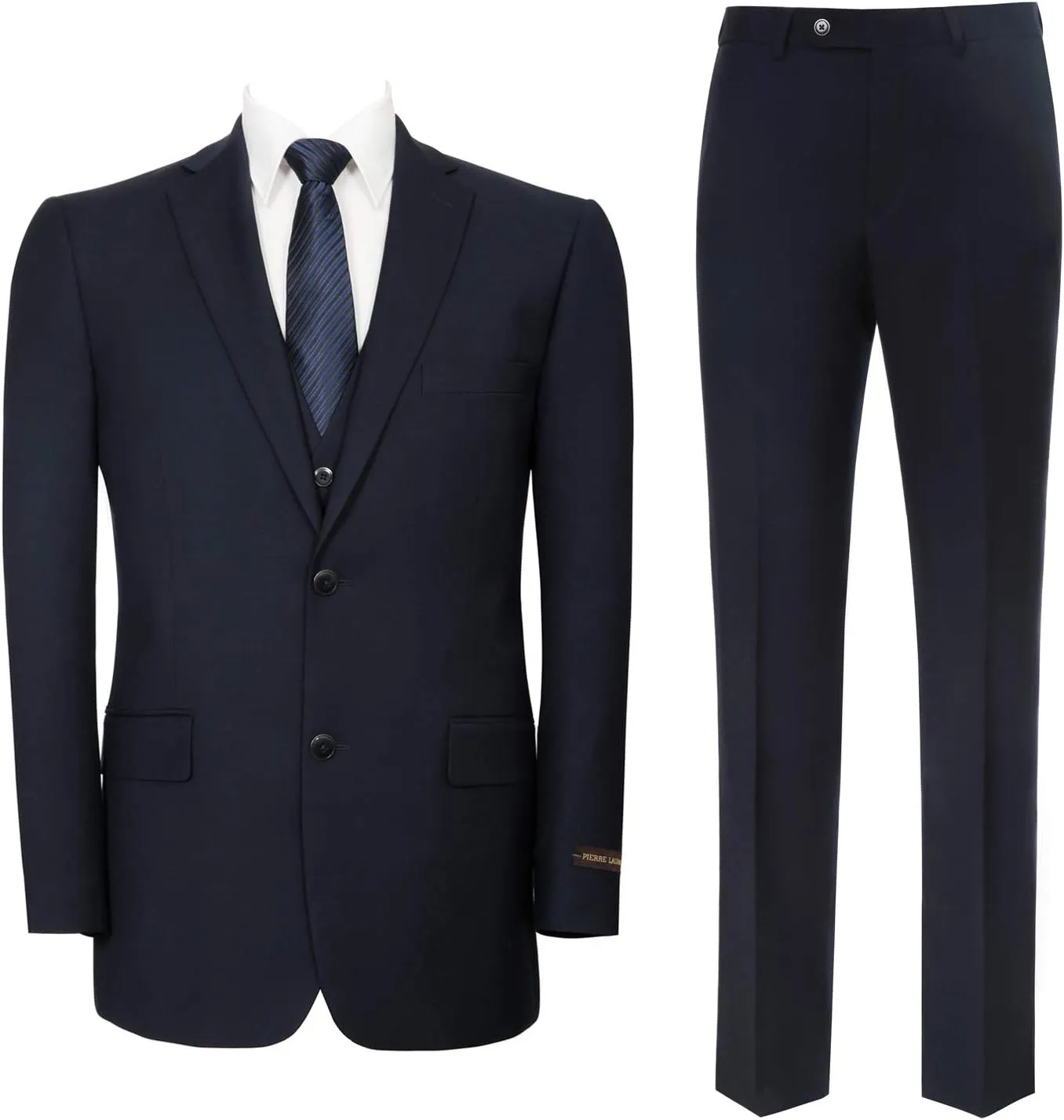 AMY ZHU Men's 3 Piece Suit Classic Fit Suit Set Blazer Suit Jacket Hidden Expandable Waist Pants