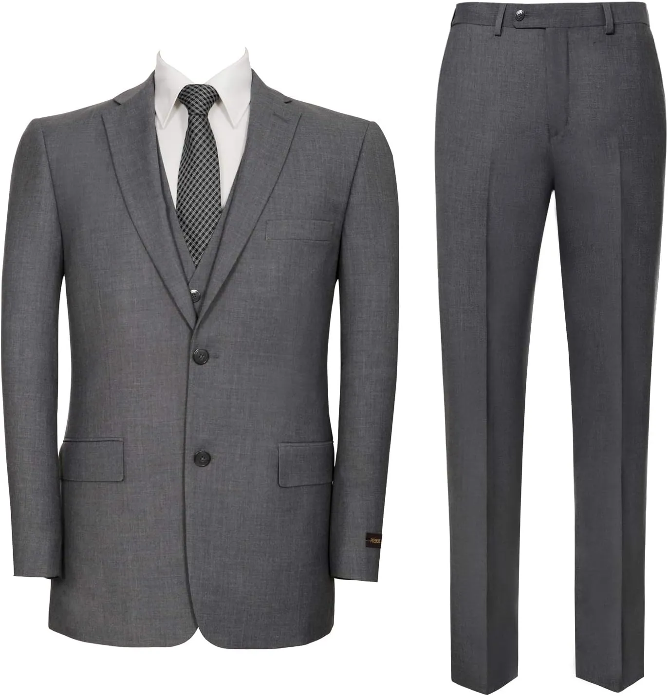 AMY ZHU Men's 3 Piece Suit Classic Fit Suit Set Blazer Suit Jacket Hidden Expandable Waist Pants