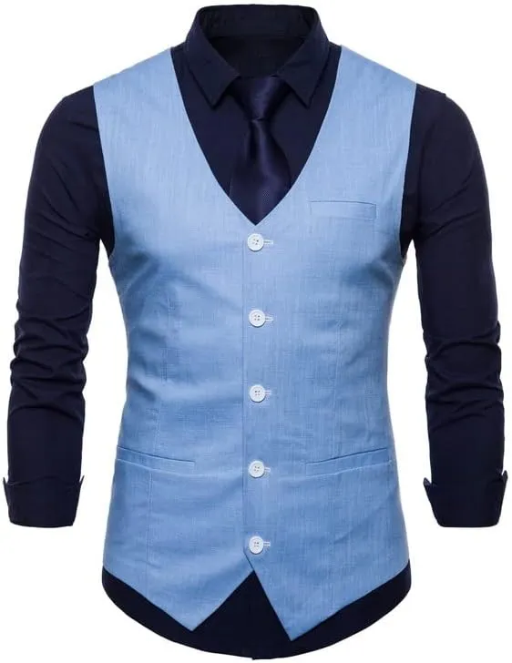 Aoleaky Casual Cotton Linen Mens Suit Vest Slim Fit Single Breasted Sleeveless Waistcoat Male