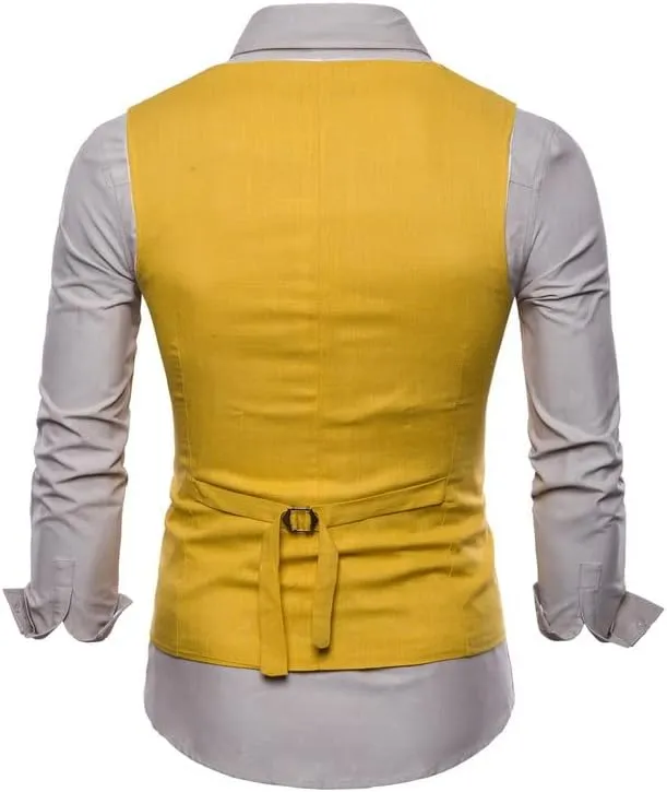 Aoleaky Casual Cotton Linen Mens Suit Vest Slim Fit Single Breasted Sleeveless Waistcoat Male