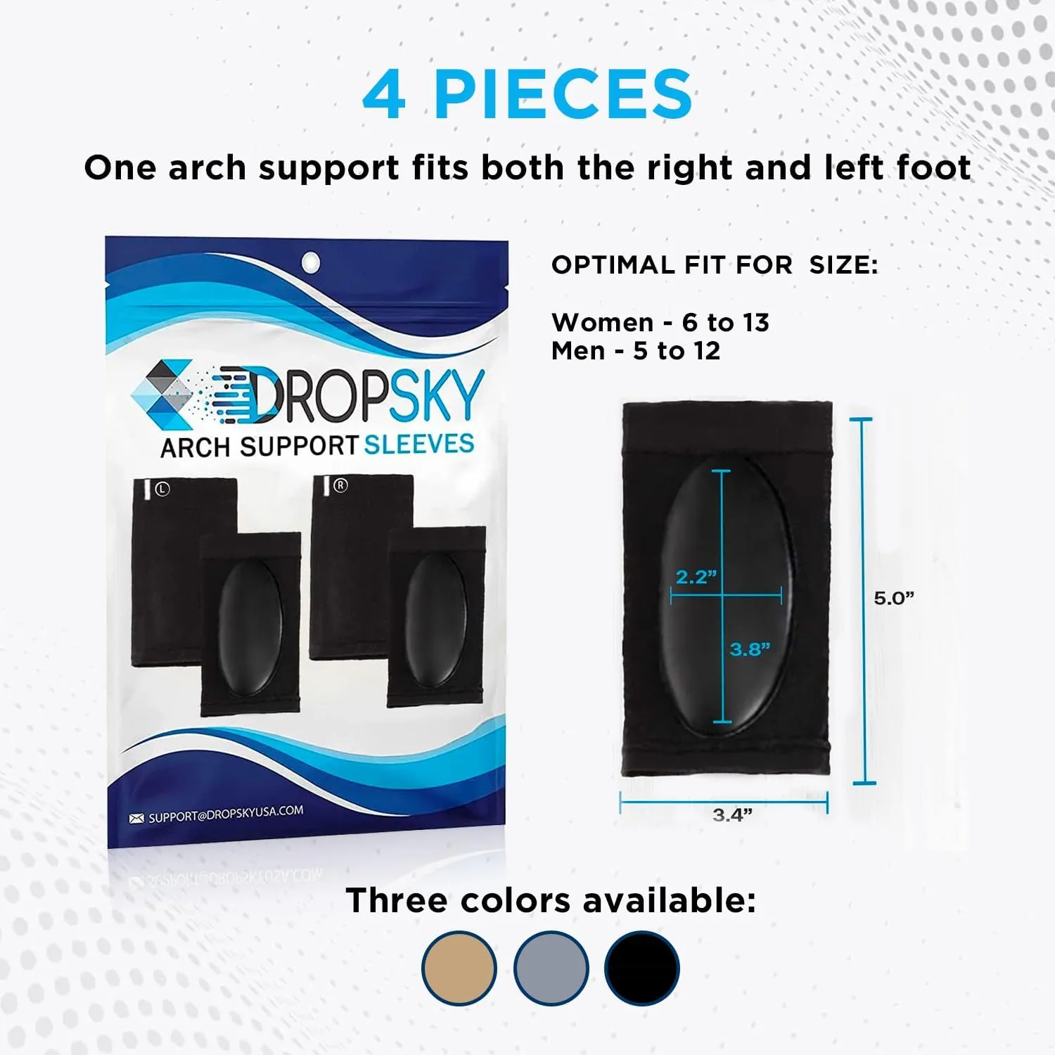 Arch Support, Flat Feet Arch Support Women and Men- Plantar Fasciitis Support Brace, Compression Arch Supports- Foot Arch Support for Flat Feet and Pain Relief, Arch Support Bands- 4 pieces, Black FSA