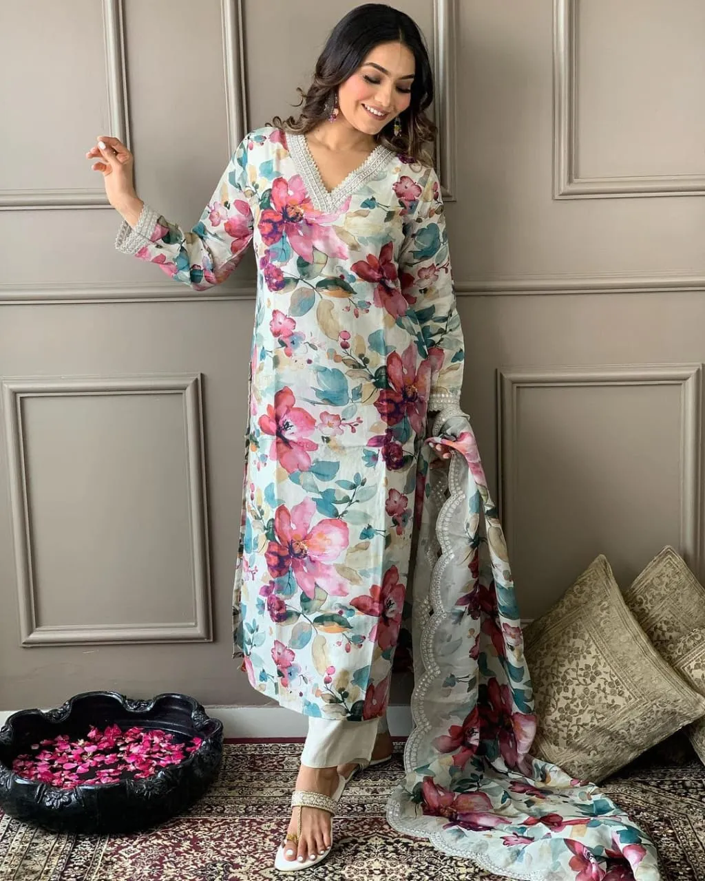 Beautiful Designer Heavy Mehera Chinon Salwar Suit