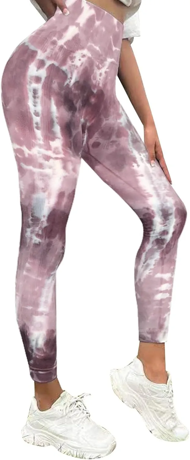 Butt Lift Leggings for Women,Tummy Control Workout Running Yoga Leggings for Women Floral High Waist Yoga Pants