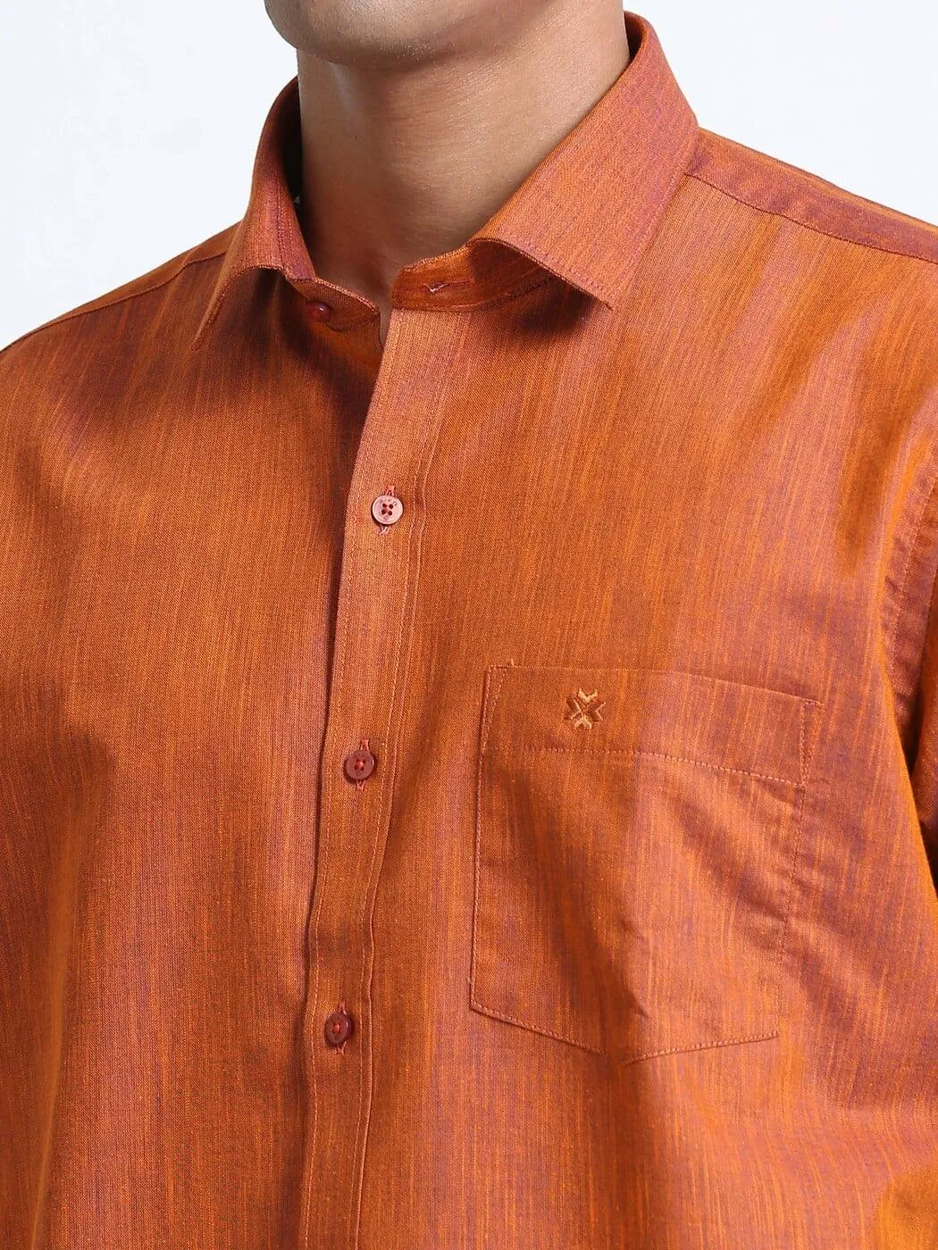 Cotton Linen Coral Colour Shirt Half Sleeve
