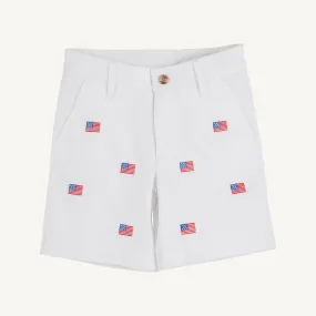 Critter Charlie's Chinos - Worth Avenue White with American Flags