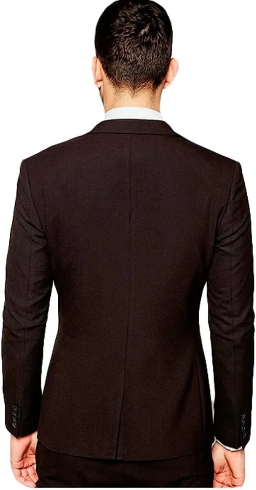 Fashion Dark Brown Mens Suit 3 Pieces Wedding Suits for Men Groom Tuxedos Dinner Suit