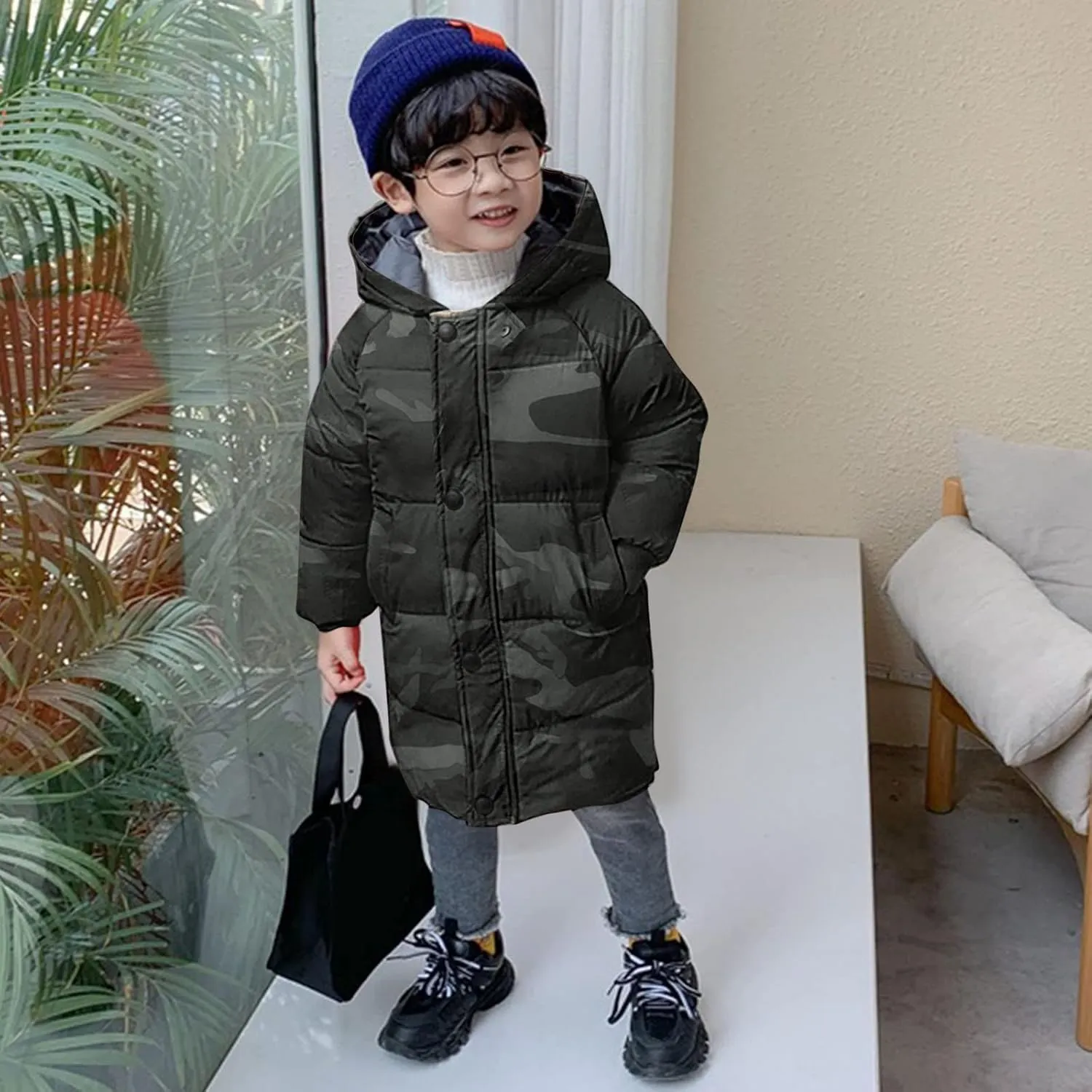 Girls Boys Winter Outerwear Hooded Down Coat Packable Lightweight Warm Puffer Down Jacket with F𝘂r Boy Jackets Size 67