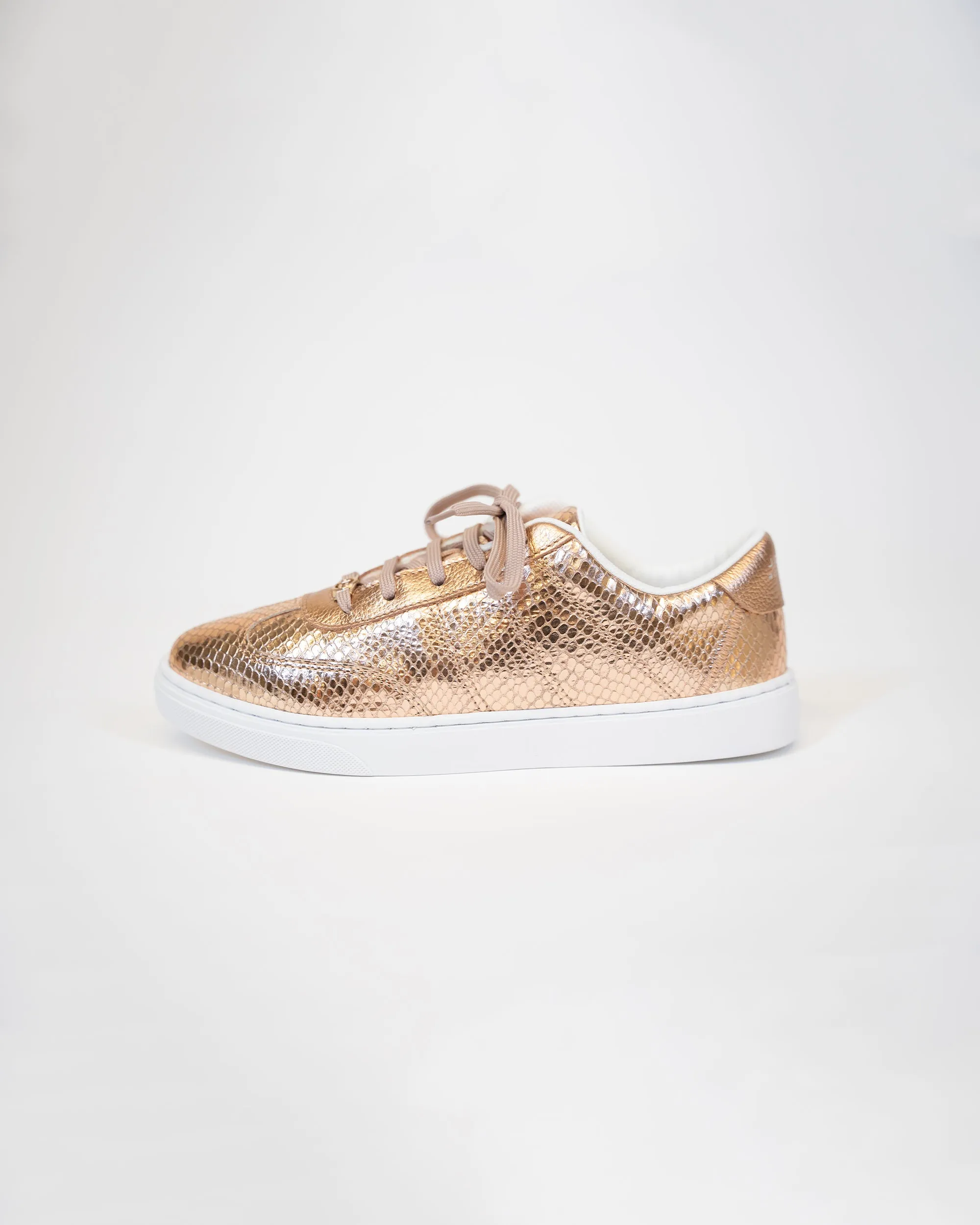Gold Croc Embossed Leather Sneaker