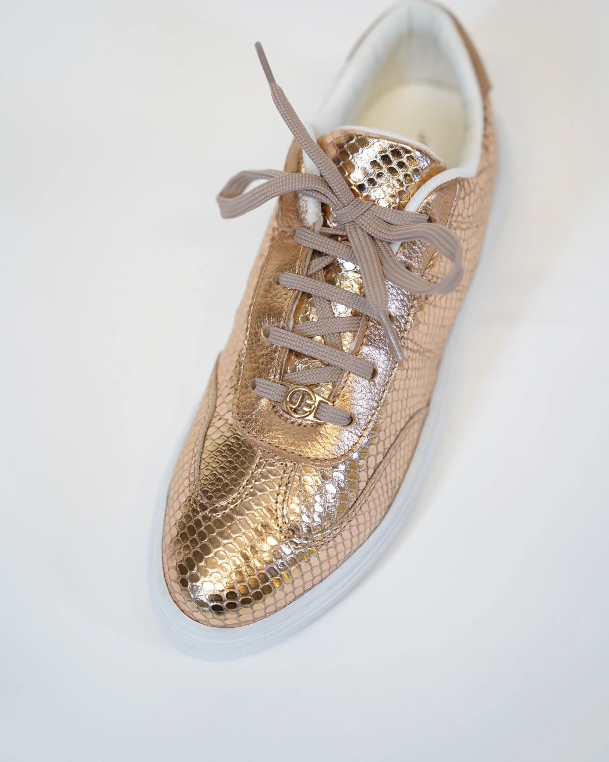 Gold Croc Embossed Leather Sneaker