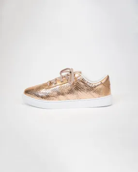 Gold Croc Embossed Leather Sneaker