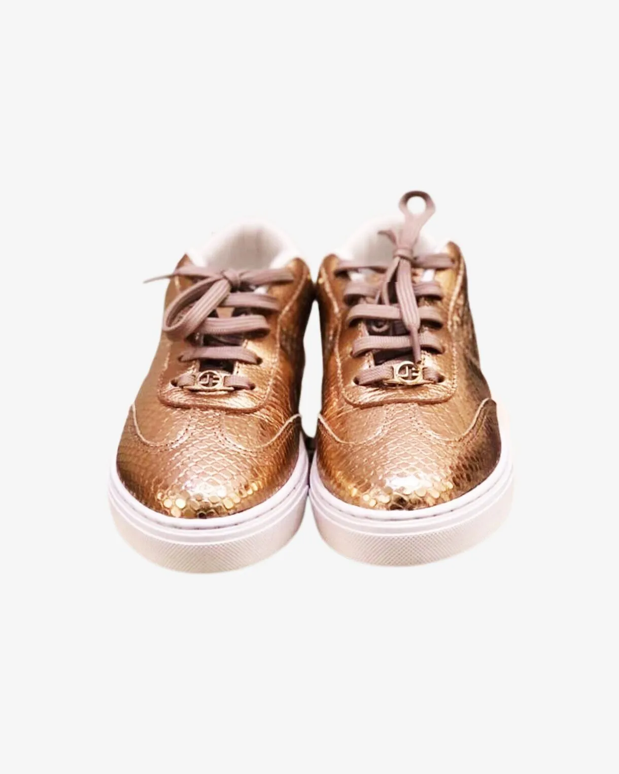 Gold Croc Embossed Leather Sneaker