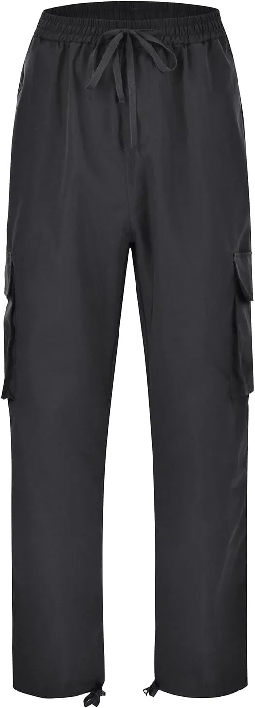 Mens Pants Joggers with Pockets, Casual Solid Sweatpants, Drawstring Pants, Track Jogging Outdoor Cargo Pants