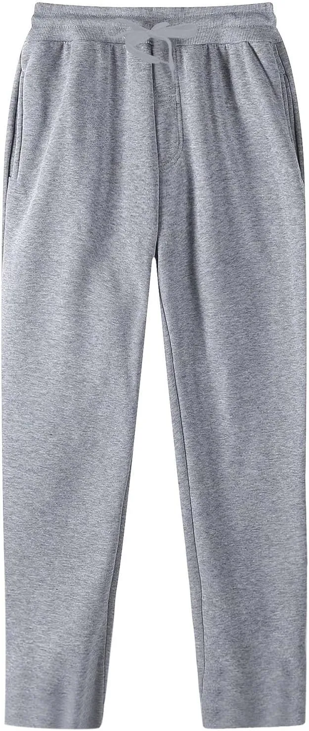 Mens Solid Sweatpants Drawstring Elastic Waist Pants Straight Leg Casual Lightweight Breathable Comfy Pockets Trouser