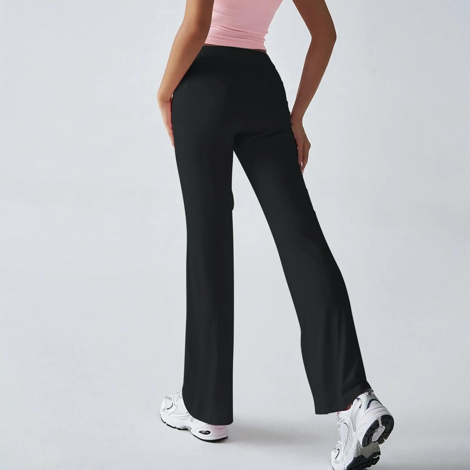 Straight Leg Yoga Pants for Women High Waisted Cotton Lounge Pants Drawstring Elastic Waist Cotton Stretchy Yoga Pants