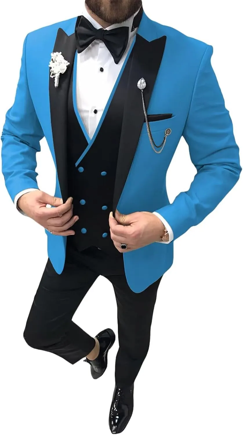 Tuxedo for Men 3 Piece Suit Slim Fit Tuxedo Suit Wedding Prom Suit Fashion Formal with Tie