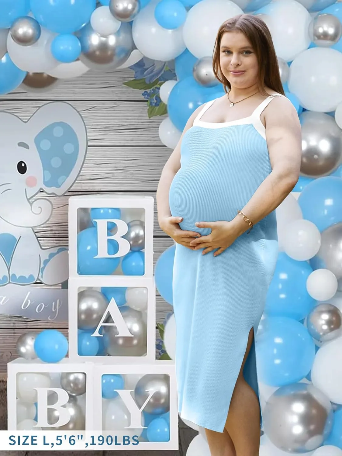 V FOR CITY Maternity Dresses Sleeveless Rib Knit Slit Baby Shower Dress Casual Square Neck Bodycon Pregnancy Outfits