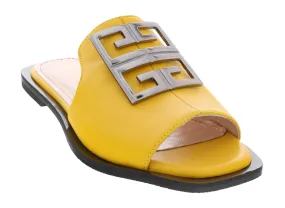 Ventutto Yellow Crest Flat Leather Slide-
