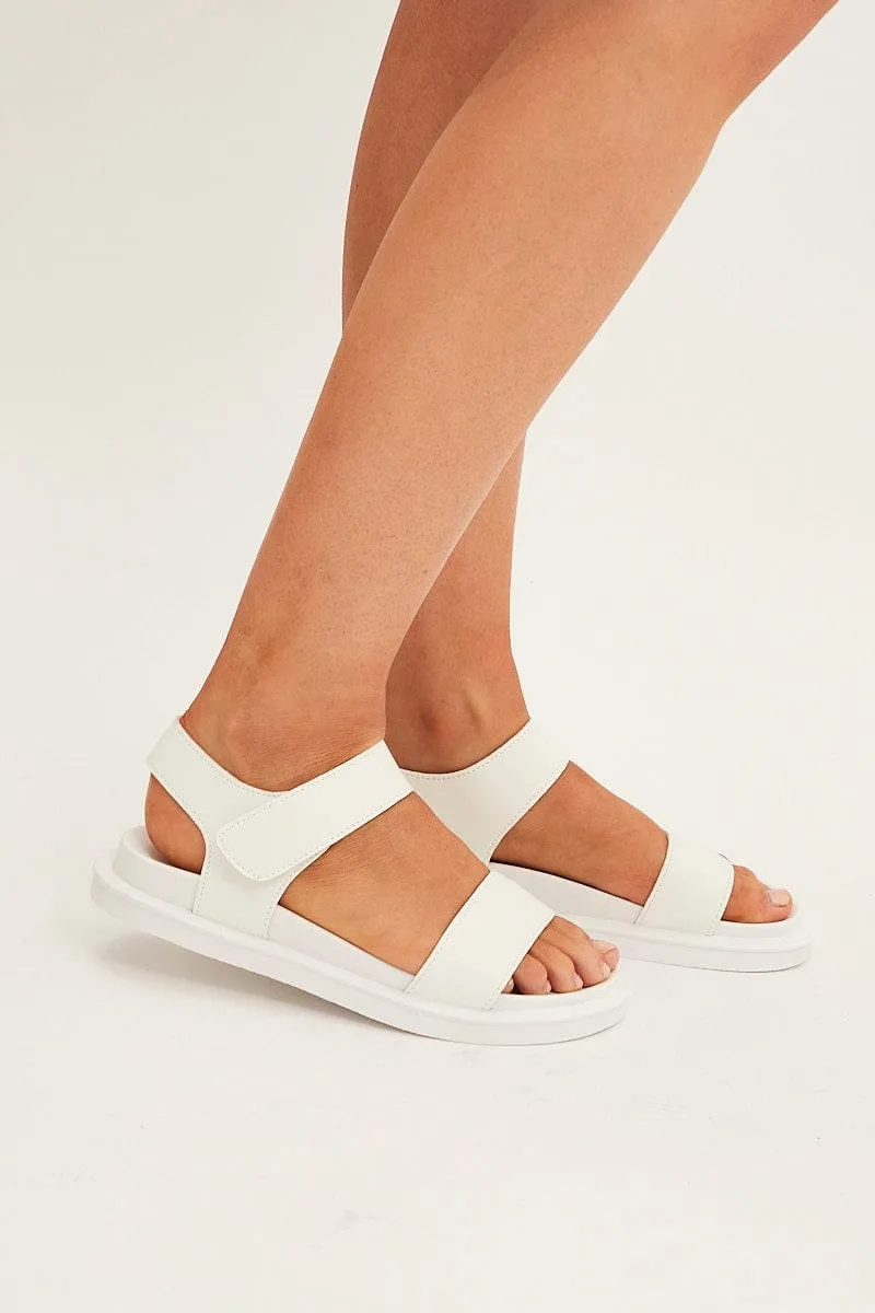 White Slingback Flat Sandals
