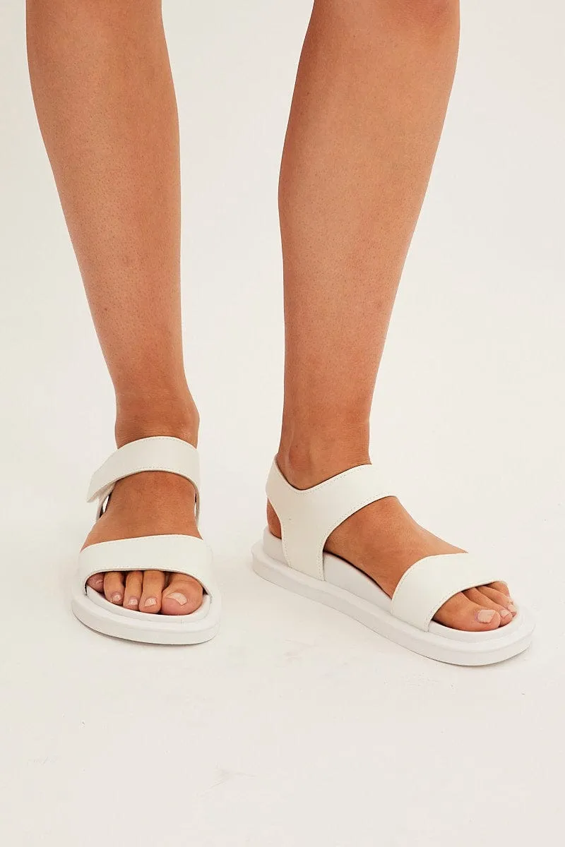 White Slingback Flat Sandals