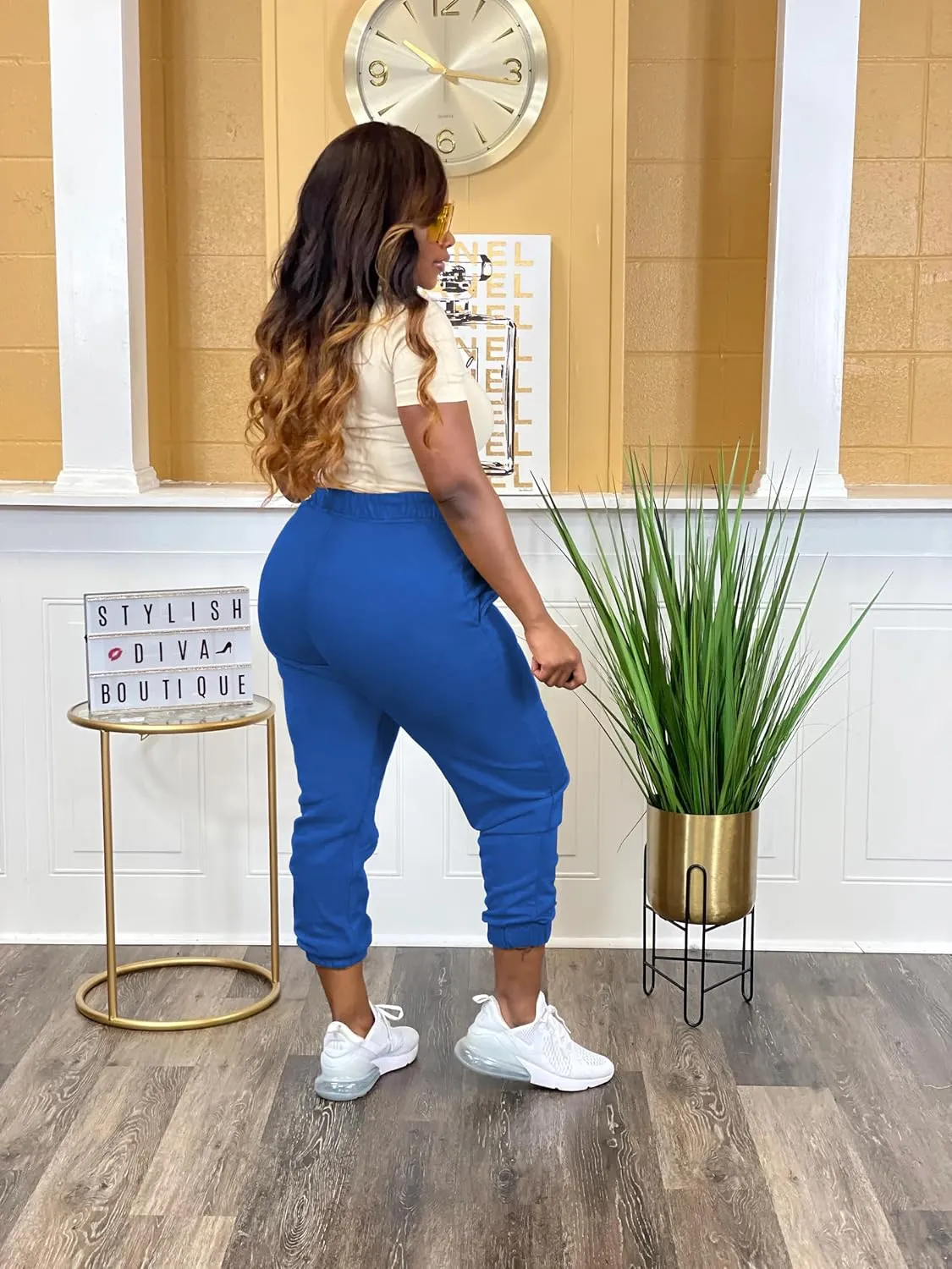 Women's Plus Size Casual Sweatpants Drawstring Jogger Pants Tight Track Pants with Pockets