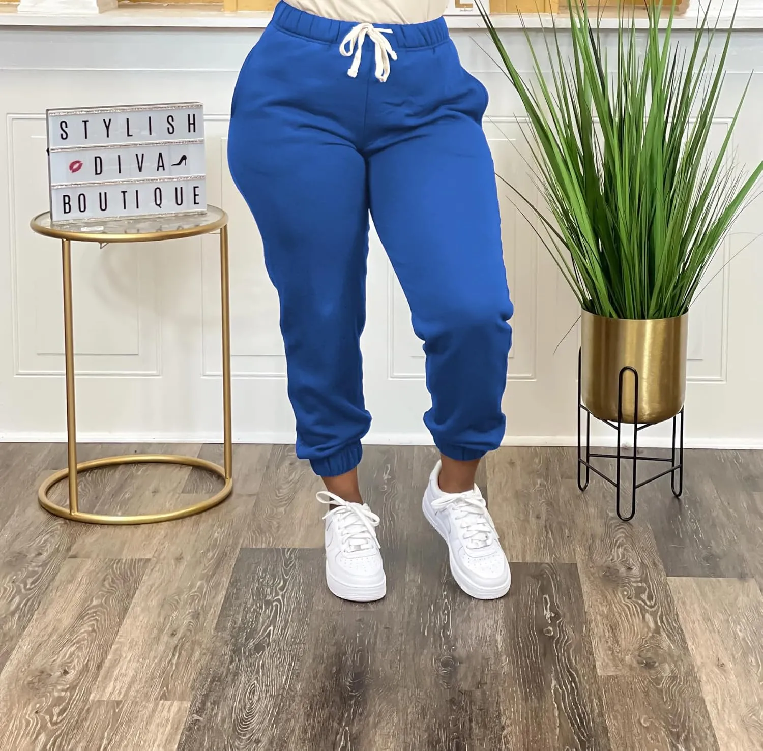 Women's Plus Size Casual Sweatpants Drawstring Jogger Pants Tight Track Pants with Pockets