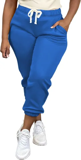 Women's Plus Size Casual Sweatpants Drawstring Jogger Pants Tight Track Pants with Pockets