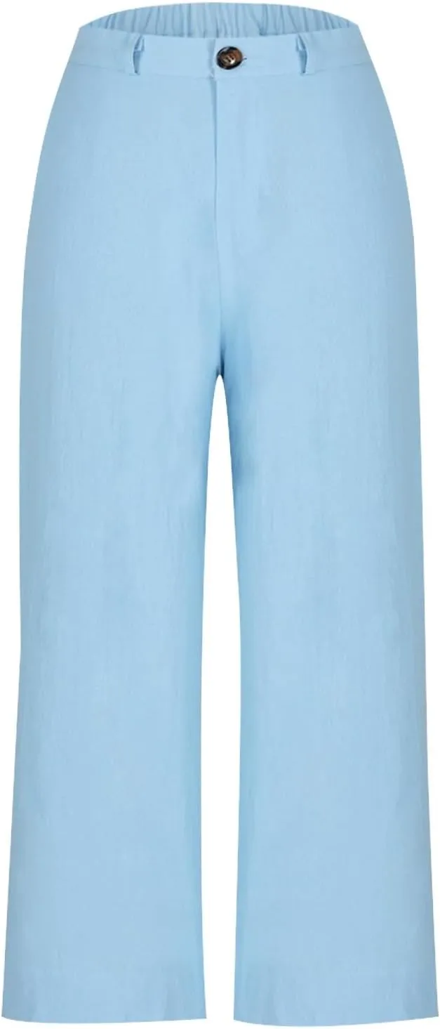 Women's Trendy Casual Pants Elastic Waist with Pockets Lounge Trousers Drawstring Straight Chinos Outdoor Athletic