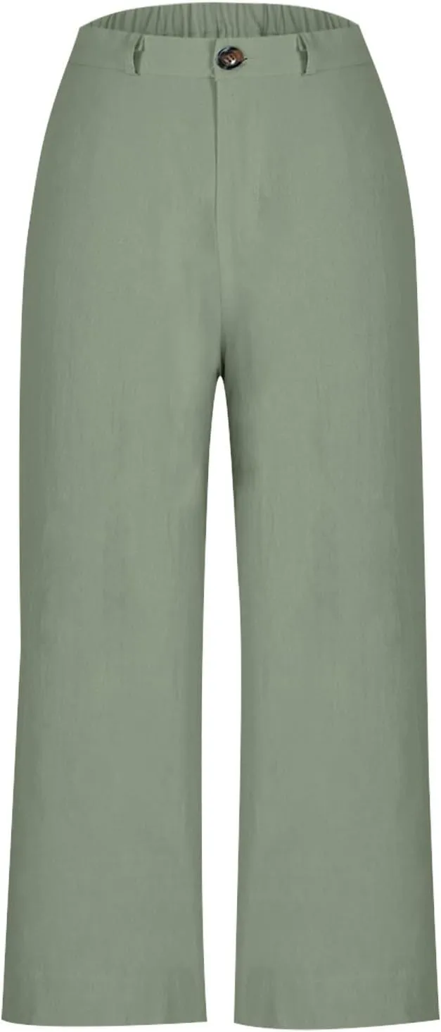 Women's Trendy Casual Pants Elastic Waist with Pockets Lounge Trousers Drawstring Straight Chinos Outdoor Athletic