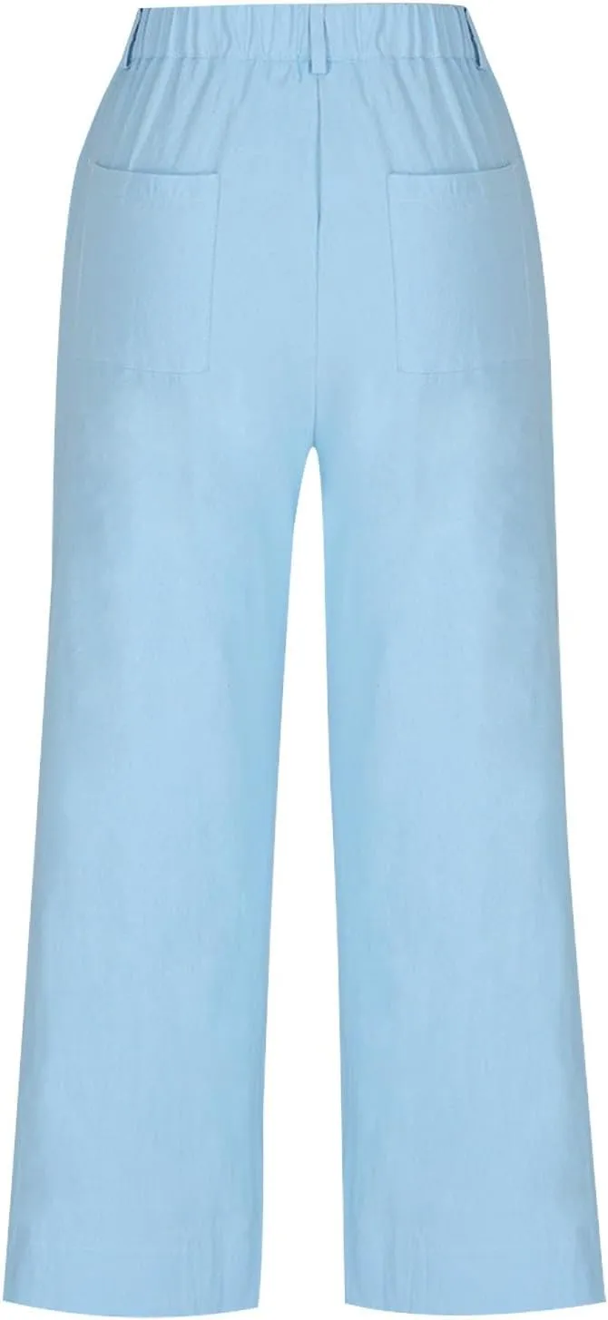 Women's Trendy Casual Pants Elastic Waist with Pockets Lounge Trousers Drawstring Straight Chinos Outdoor Athletic